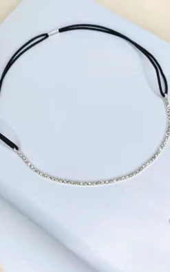 Silver Eva Diamante Hair Chain Clip<IKRUSH New