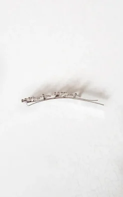 Silver Lia Slogan Diamante Detail Hair Clip<IKRUSH New