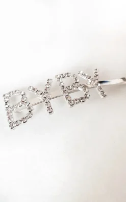Silver Lia Slogan Diamante Detail Hair Clip<IKRUSH New