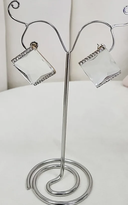 Silver Lowri Diamante Crystal Drop Earrings<IKRUSH Online
