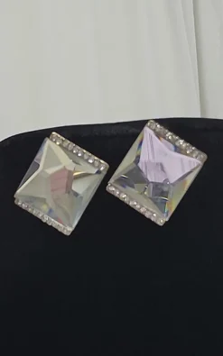 Silver Lowri Diamante Crystal Drop Earrings<IKRUSH Online