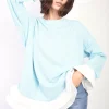 Sky blue Fiona Contrast Ruffled Hem Top<IKRUSH Hot