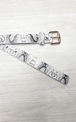 Snake print Freya Faux Leather Printed Belt with Square Buckle Detail<IKRUSH Fashion