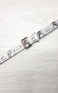 Snake print Freya Faux Leather Printed Belt with Square Buckle Detail<IKRUSH Fashion