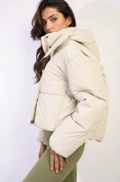 Stone Alice Hooded Puffer Jacket with Snap and Zip Closure<IKRUSH Best