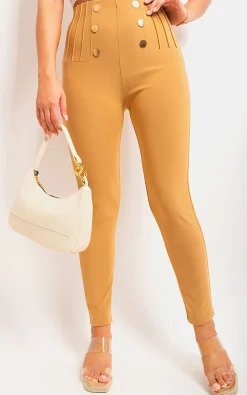 Stone Jemma High Waisted Button Front Detail Trouser<IKRUSH Online