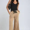 Stone Mariana Belted High Waist Wide Leg Trouser<IKRUSH New
