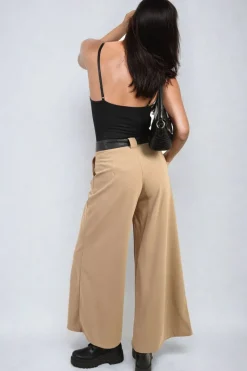 Stone Mariana Belted High Waist Wide Leg Trouser<IKRUSH New