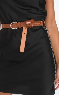 Tan Orla Faux Leather Chain Belt<IKRUSH Clearance