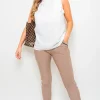 Taupe Carmela High Waist Double Band Pocket Leggings<IKRUSH Hot