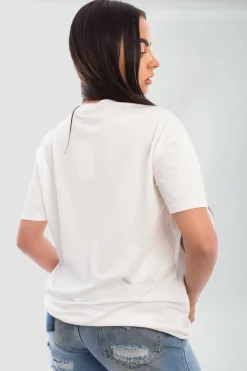 White Alison Amour Embellished Print Round Neck Top<IKRUSH Hot