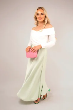 White Alora Off Shoulder Long Sleeve Bodysuit<IKRUSH New