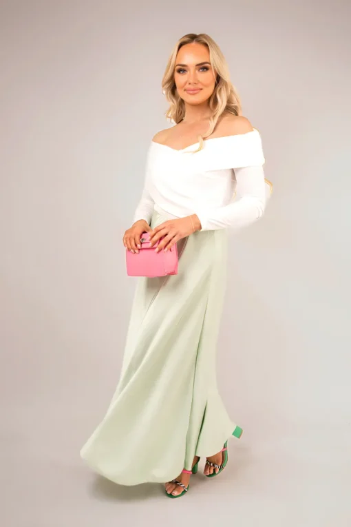 White Alora Off Shoulder Long Sleeve Bodysuit<IKRUSH New