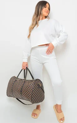White Amanda Sweatshirt and Jogger Loungewear Co-ord Set<IKRUSH Discount