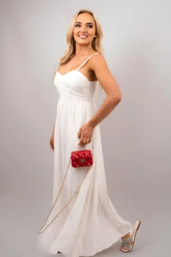 White Andrea Spaghetti Strap Summer Maxi Dress<IKRUSH Clearance
