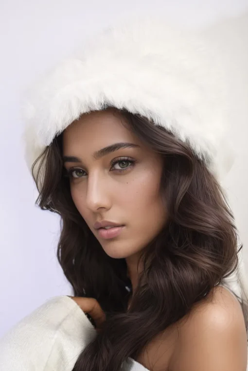 White Ashley Fluffy Faux Fur Winter Hat<IKRUSH Outlet