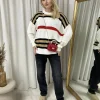 White Ava Oversized Striped Long Sleeve Knitted Jumper<IKRUSH Discount