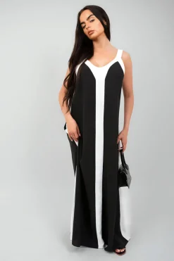 White Bianca Two-Tone Sleeveless Cami Maxi Dress<IKRUSH Fashion
