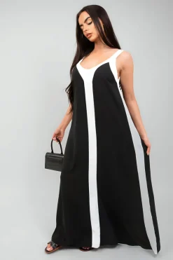 White Bianca Two-Tone Sleeveless Cami Maxi Dress<IKRUSH Fashion