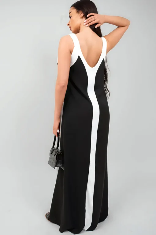 White Bianca Two-Tone Sleeveless Cami Maxi Dress<IKRUSH Fashion