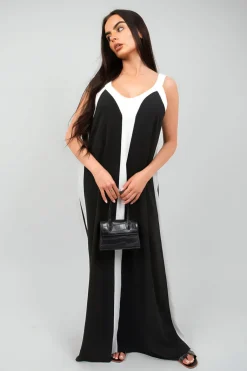 White Bianca Two-Tone Sleeveless Cami Maxi Dress<IKRUSH Fashion