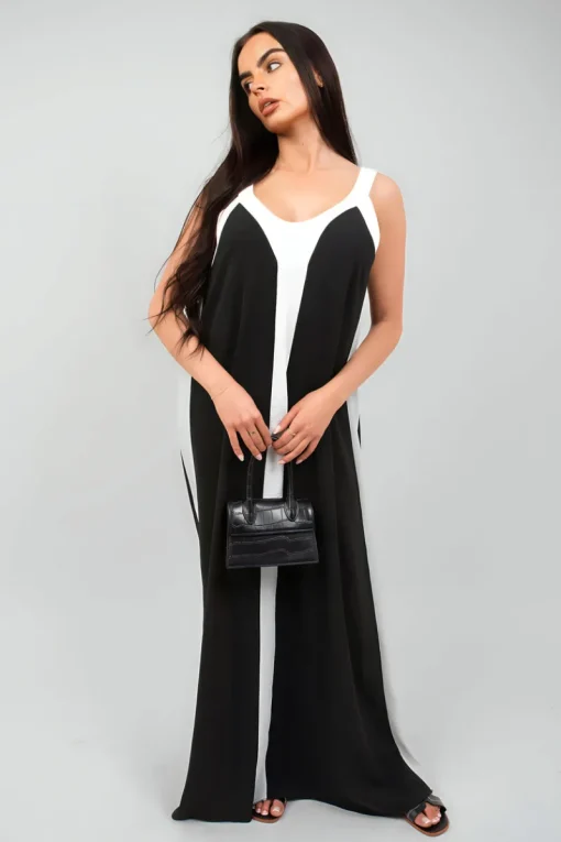 White Bianca Two-Tone Sleeveless Cami Maxi Dress<IKRUSH Fashion