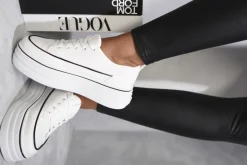 White Breanna Platform Wedge Lace Up Trainers<IKRUSH Hot