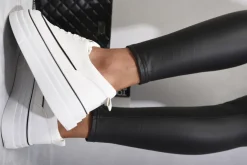 White Breanna Platform Wedge Lace Up Trainers<IKRUSH Hot