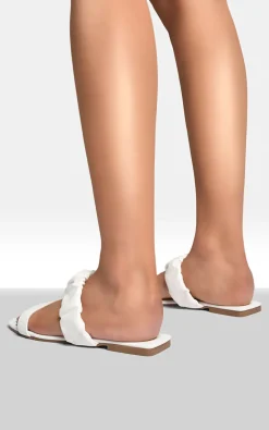 White Celia Double Band Slip Sandals<IKRUSH New