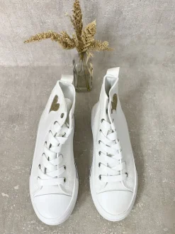 White Daniela High Top Lace Up Heart Detailed Kids Trainers<IKRUSH Online