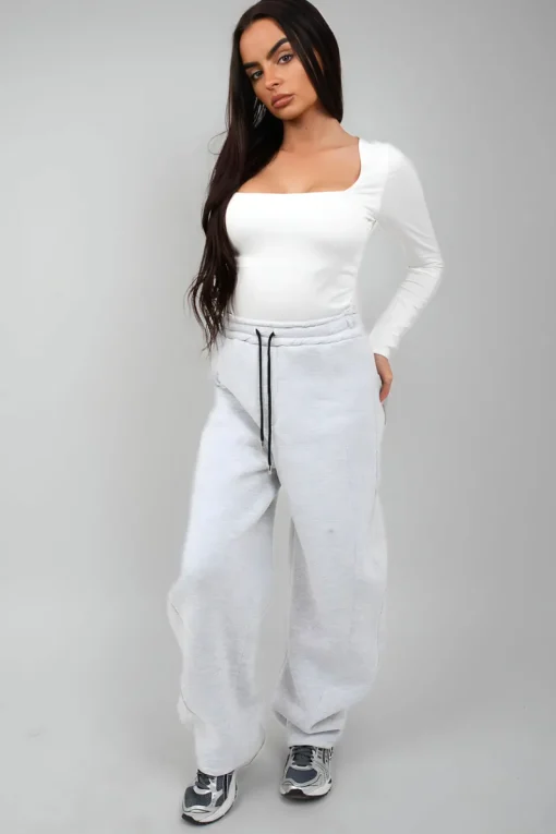 White Danna Square Neckline Long Sleeve Top<IKRUSH Hot