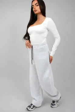 White Danna Square Neckline Long Sleeve Top<IKRUSH Hot