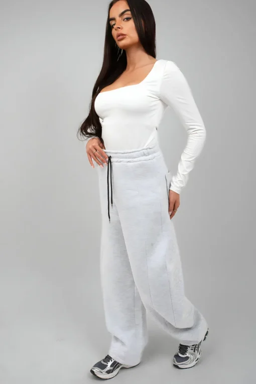 White Danna Square Neckline Long Sleeve Top<IKRUSH Hot
