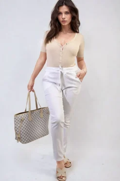 White Delilah Casual Drawstring Trousers<IKRUSH New