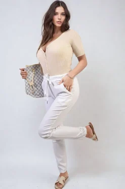 White Delilah Casual Drawstring Trousers<IKRUSH New