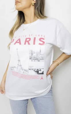 White Evie Paris City of Love Short Sleeve T-Shirt<IKRUSH Discount