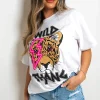 White Freya Short Sleeve Wild Slogan  Printed T-shirts<IKRUSH Online