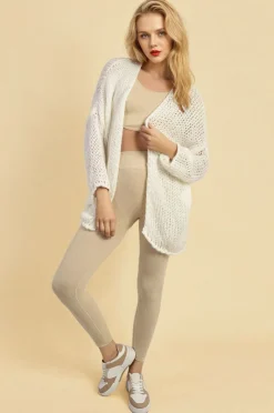White Hazel Chunky Long Sleeve Knitted Cardigan<IKRUSH Best