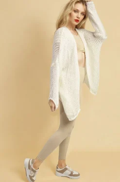 White Hazel Chunky Long Sleeve Knitted Cardigan<IKRUSH Best