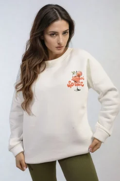 White Helen Aperol Spritz Cocktail Graphic Knitted Jumper<IKRUSH Discount