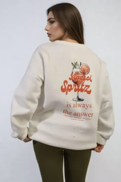 White Helen Aperol Spritz Cocktail Graphic Knitted Jumper<IKRUSH Discount