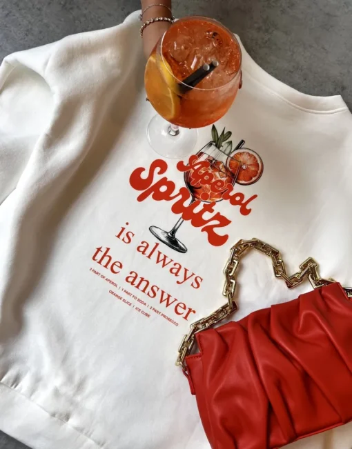 White Helen Aperol Spritz Cocktail Graphic Knitted Jumper<IKRUSH Discount