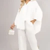 White Jade Button Down Long Sleeve Shirt and Wide Leg Trousers Co-ord Set<IKRUSH Best