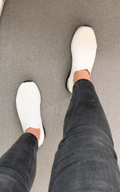 White Jessi Slip On Sock Wedge Trainers<IKRUSH Sale