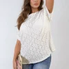 White Jimena Bow Back Eyelet Details Short Sleeve Oversized Top<IKRUSH Best