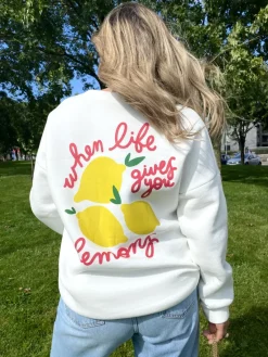 White Joyce Lemon Graphic Long Sleeve Knitted Jumper<IKRUSH Clearance