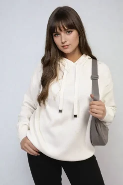 White Karen New York City Print Knitted Hoodie<IKRUSH Fashion