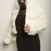 White Kendra Cropped Faux Fur Fluffy Jacket<IKRUSH Discount