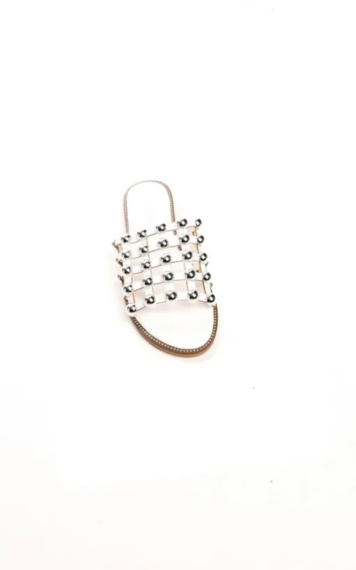 White Liza Studded Caged Open Toe Sandals<IKRUSH Sale