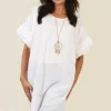 White Lucille Ruffled Sleeve Mini Dress<IKRUSH Hot